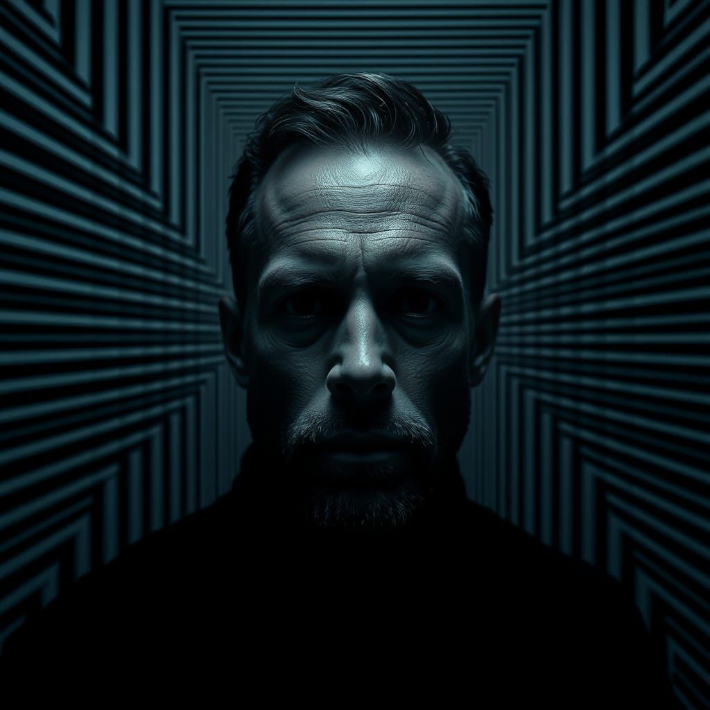 Optical Illusion Portrait in High Contrast Style