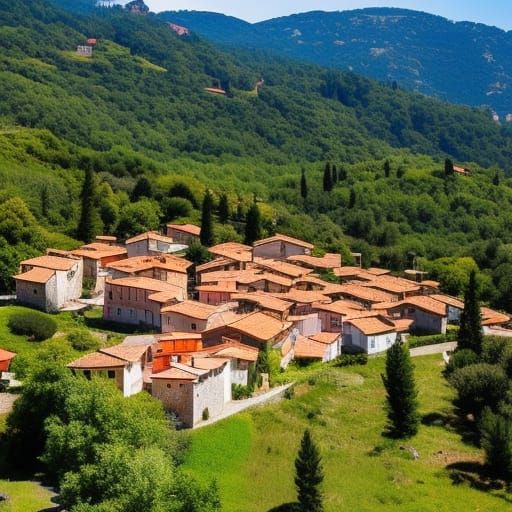 Desulo Village in Sardinia as Disney Animation