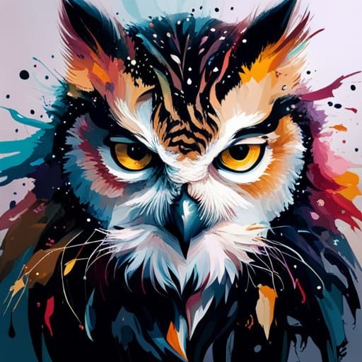 Hyperreal Owl Portrait in Pastel Colors