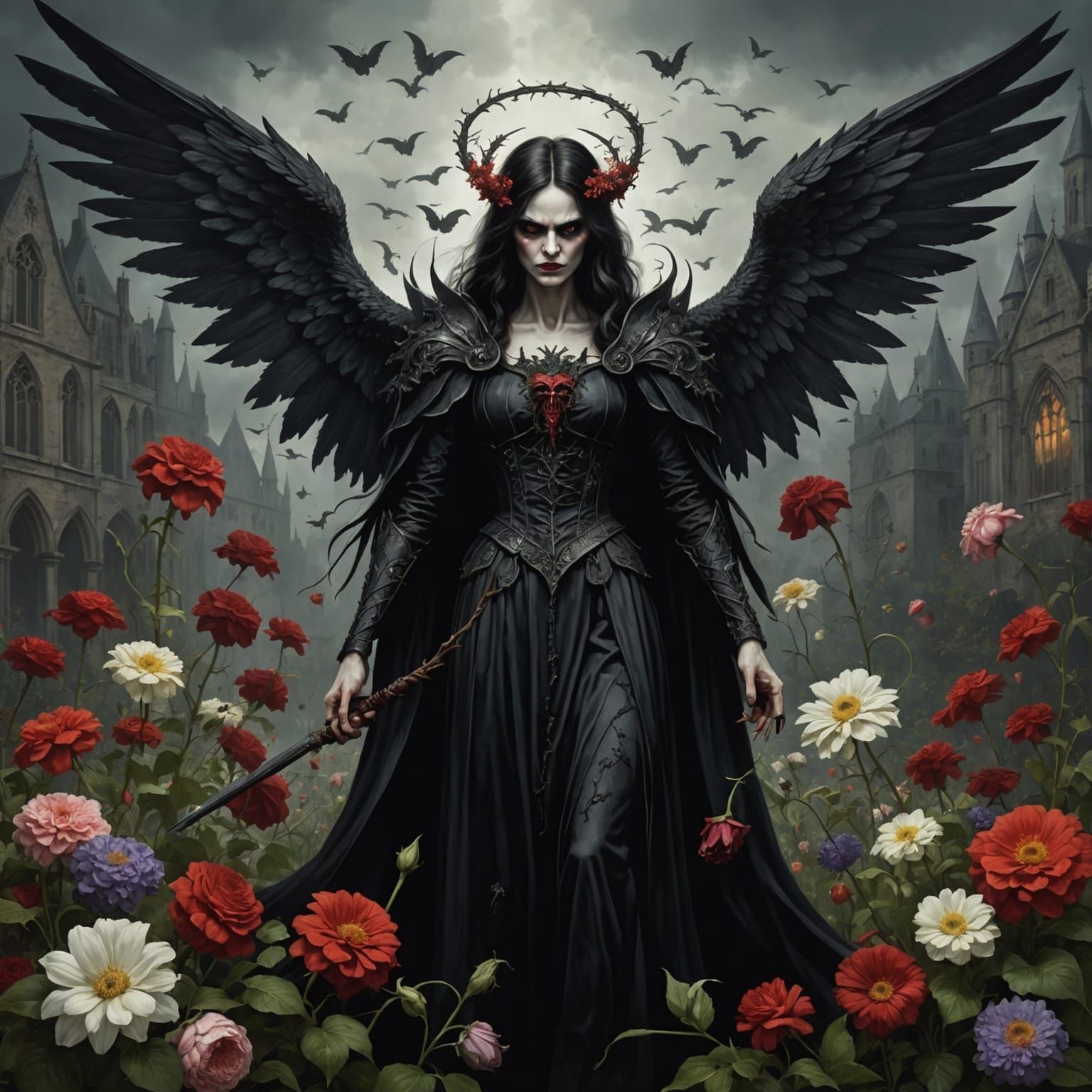 Realistic Gothic Horror Demonic Angel