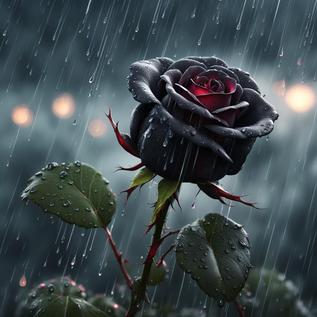 Black Rose and Lightning: Detailed Matte Painting