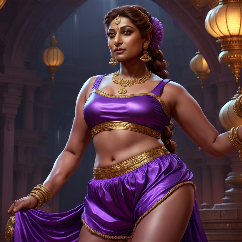 Curvy Goddess in Satin Bloomers: Dark Fantasy Art