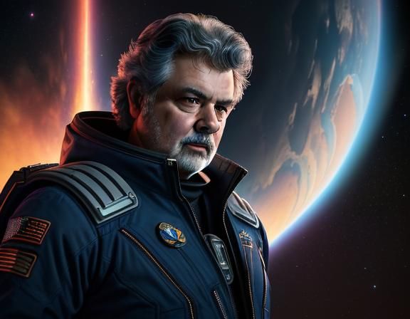 Imposing Spaceship in Space Opera Scene