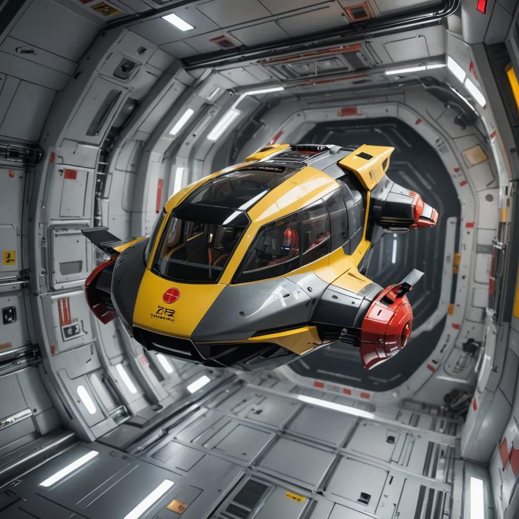 Futuristic Hover Vehicle in Airlock