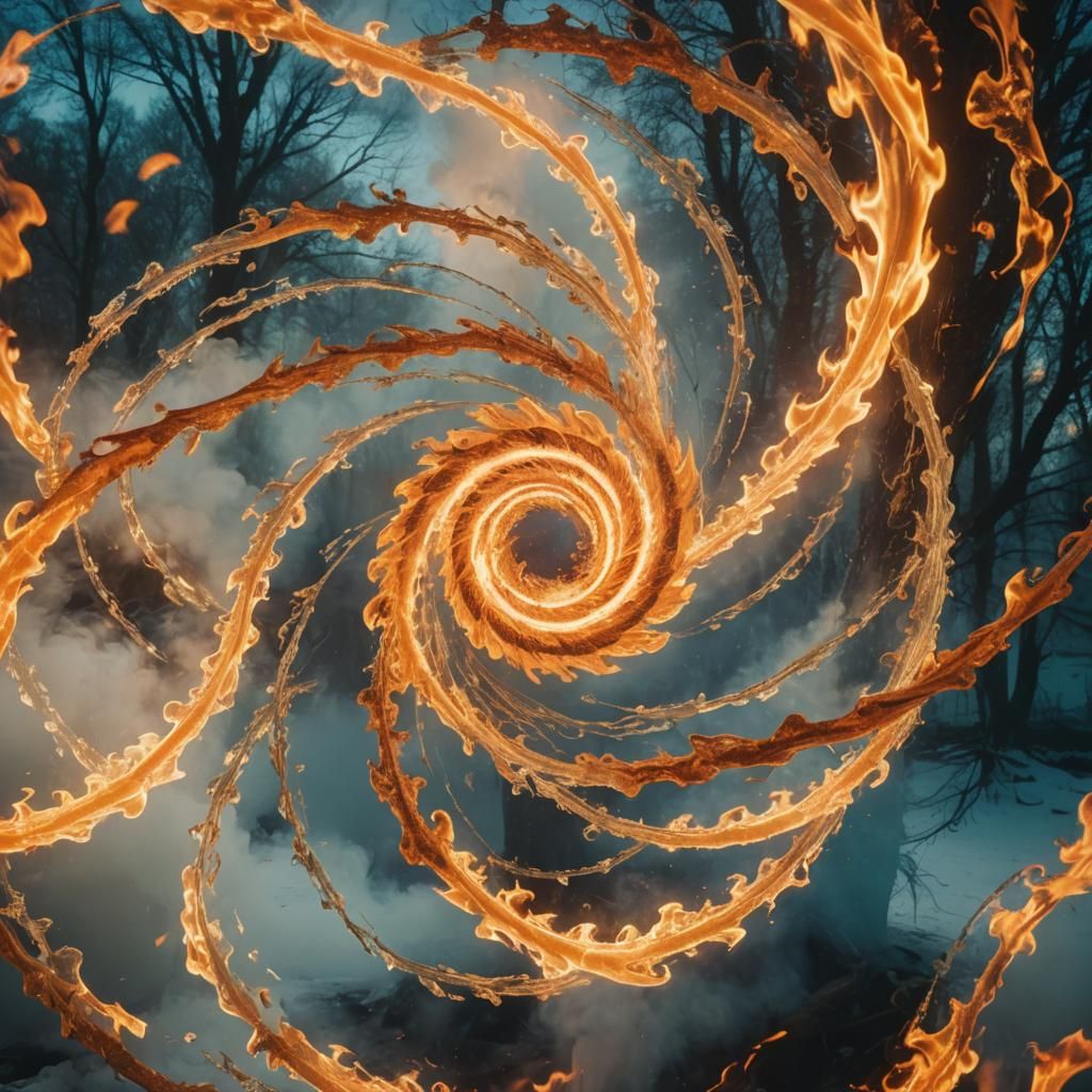 Entwined Fire and Ice Spirals in Film Aesthetic