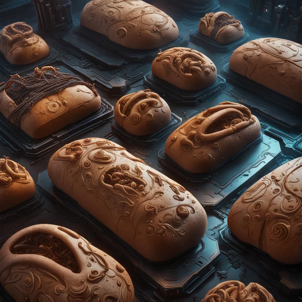 Cybernetic Bread in Detailed Matte Painting Style