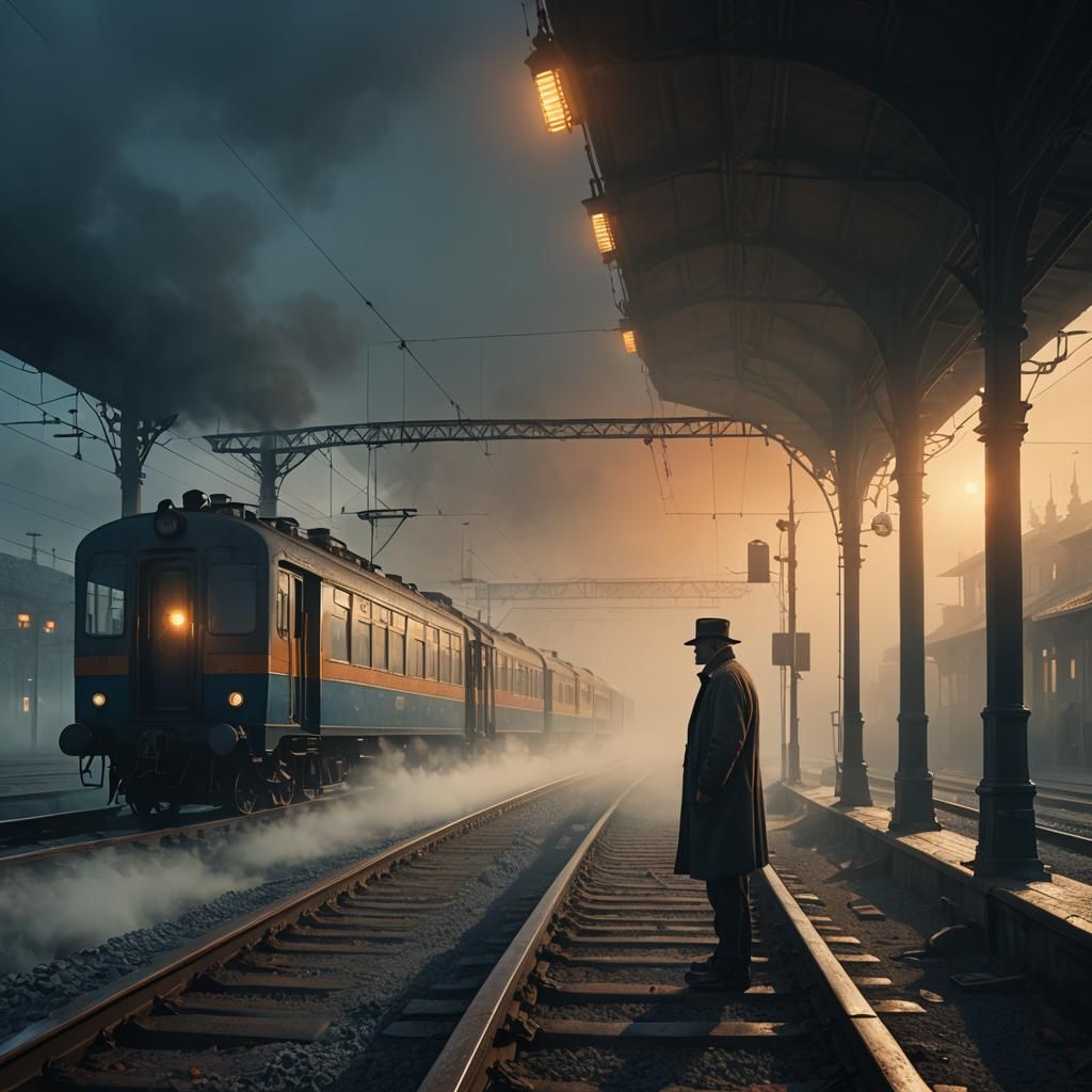 Fantastical Railway Station in Surrealist Style