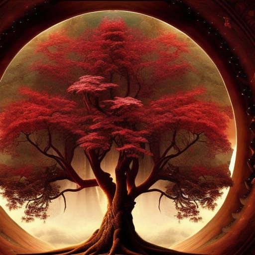 Epic World Tree Connecting Realms: Digital Matte Painting