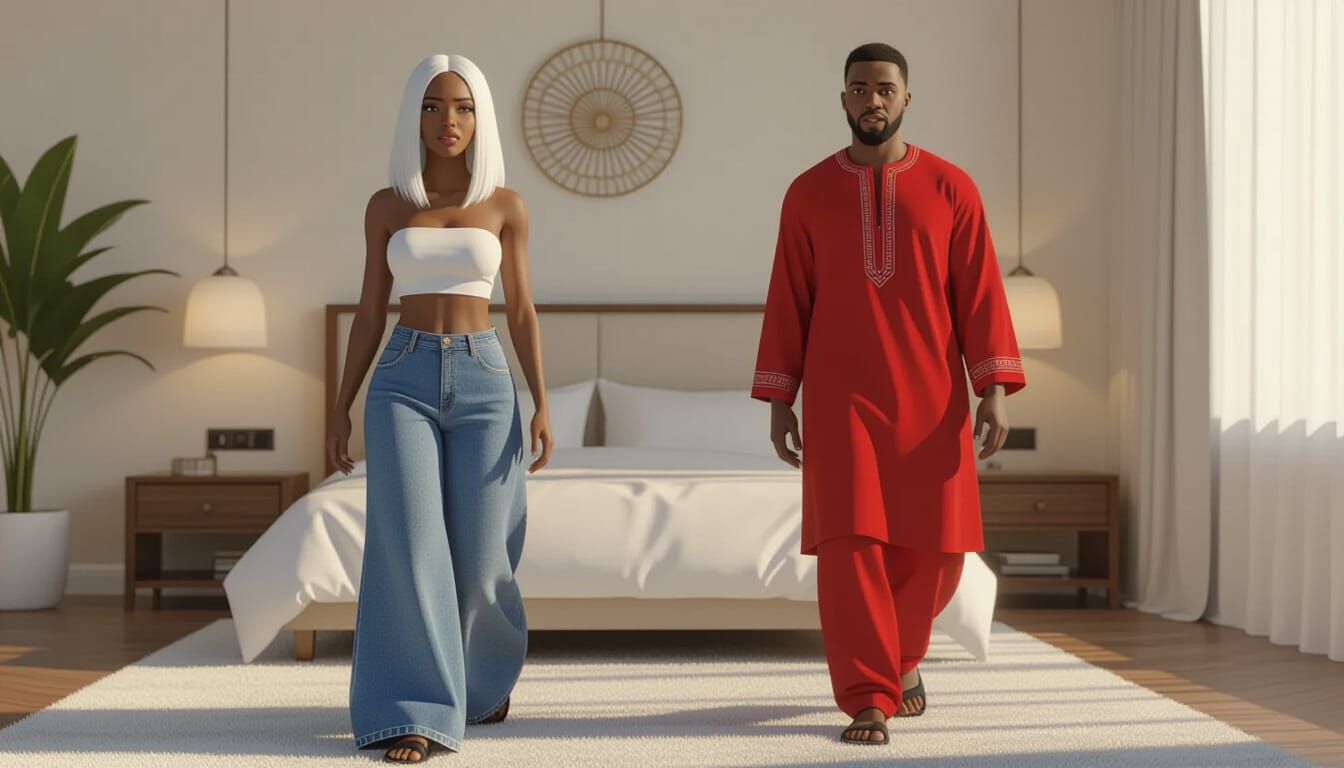 African Woman in Hyperrealistic Animated Style