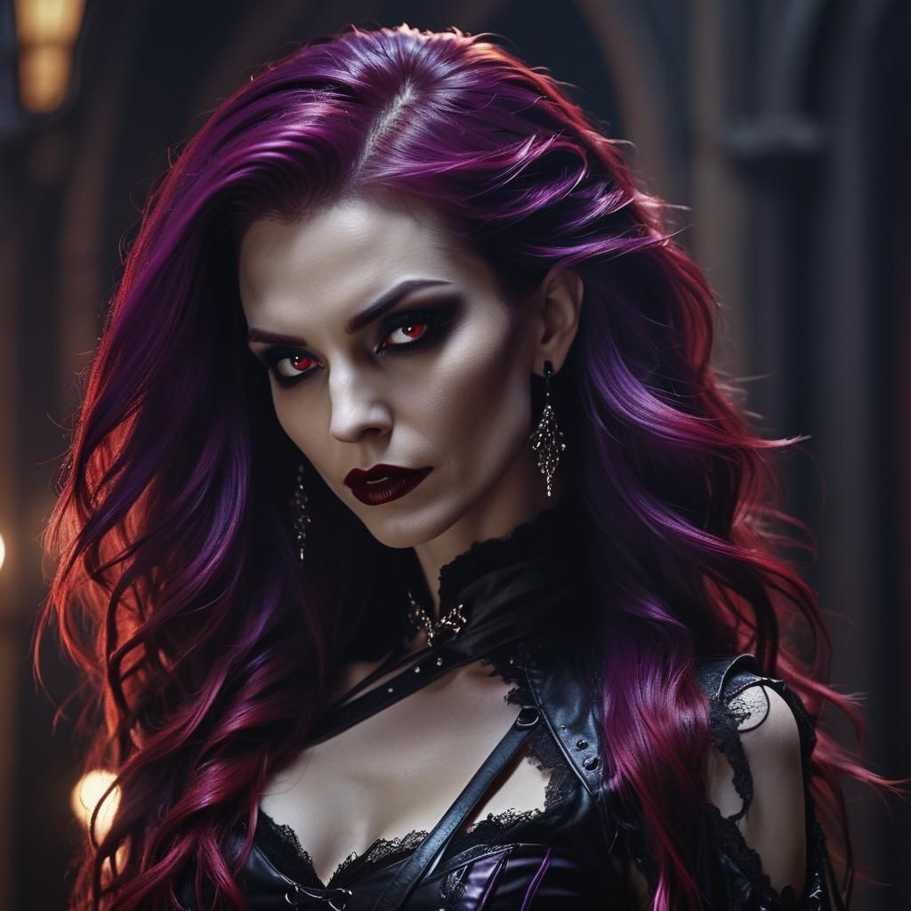 Striking Vampire Portrait in Gothic Tim Burton-esque Style