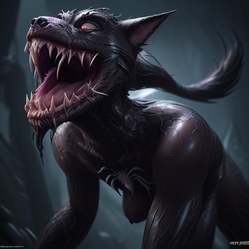 Werewolf Spider-Gwen Venom Symbiote: Detailed Fantasy Art