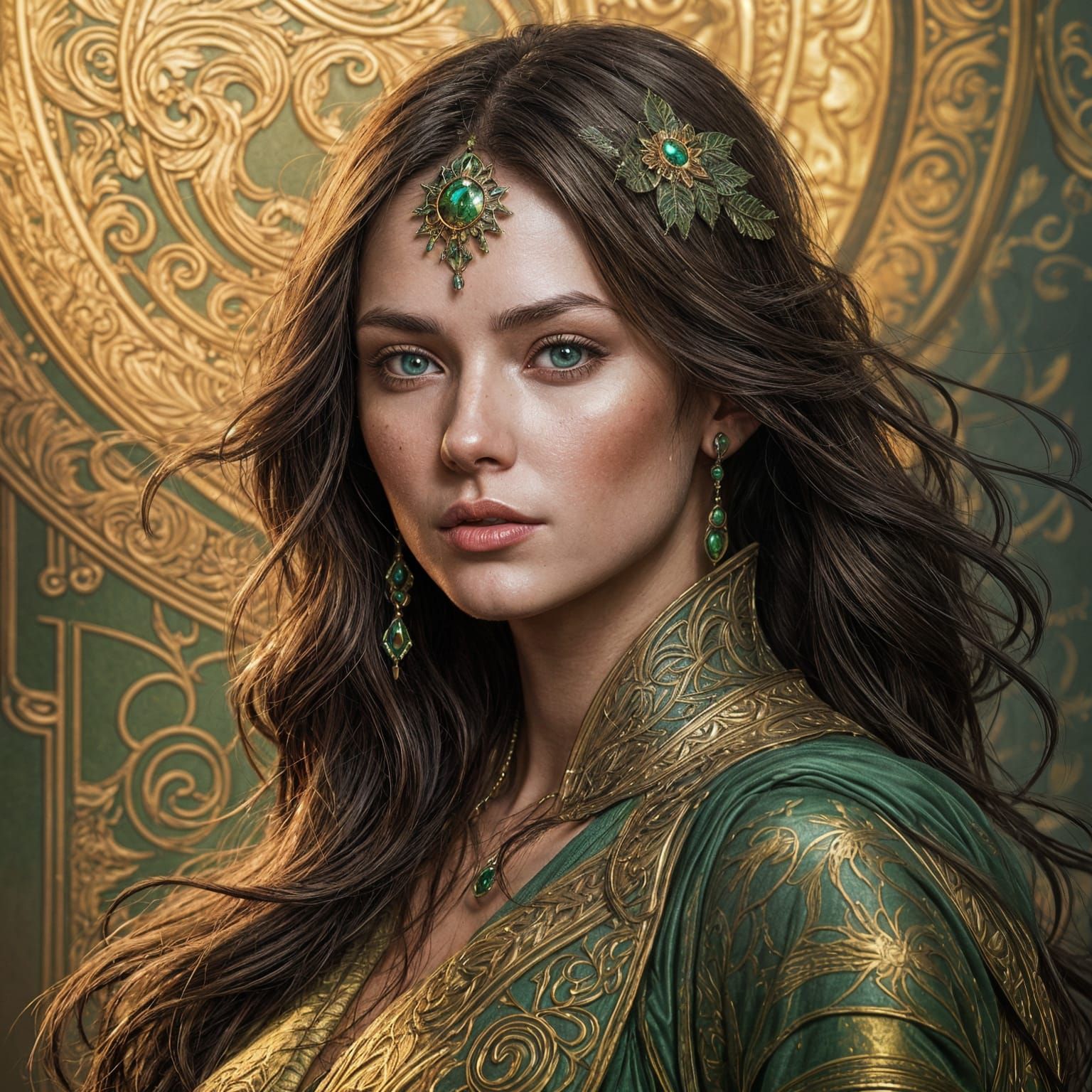 Green-Eyed Woman: Hyperdetailed Portrait