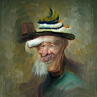 Whimsical Portrait: Old Man with Funny Hat