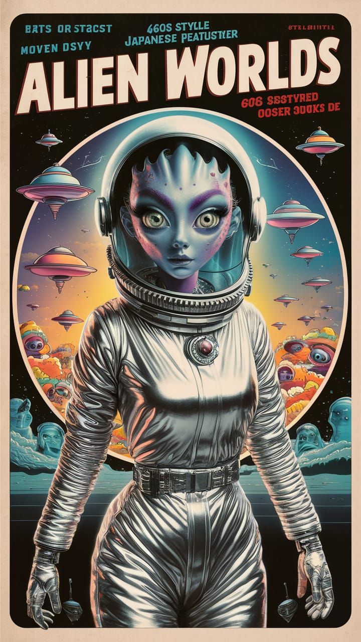 Retro Sci-Fi Poster: Alien Beauty in Space