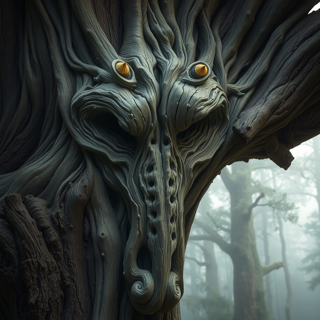 Ancient Tree in Mystical Forest