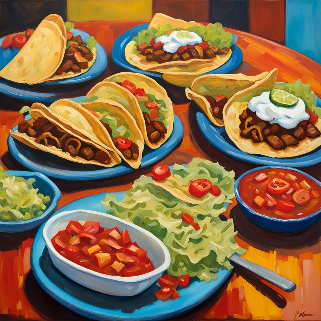 Taco Buffet in Neo-Impressionistic Style