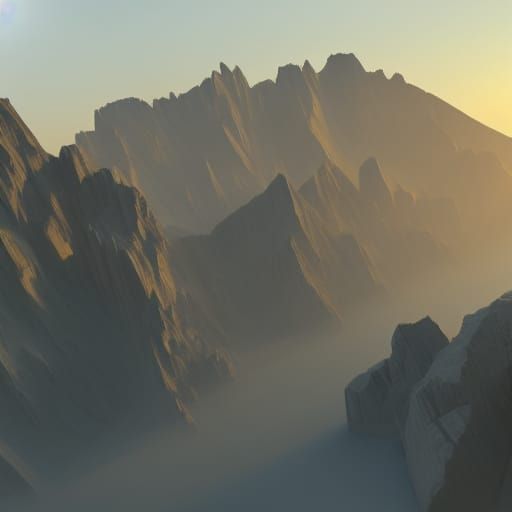 Majestic Mountain Sunrise in Trending 3D Art Style