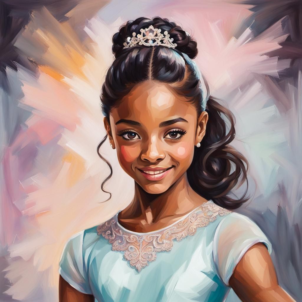 African American Ballet Dancer in Oil Painting Style