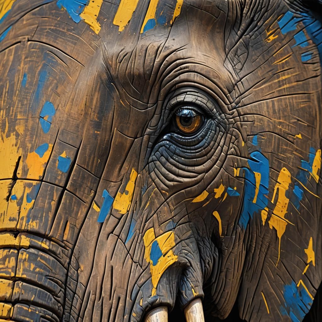 Abstract Expressionist Elephant Close-Up