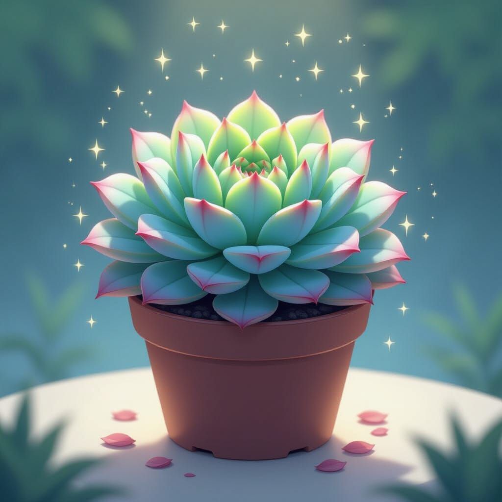 Mystical Succulent Plant in Anime Style