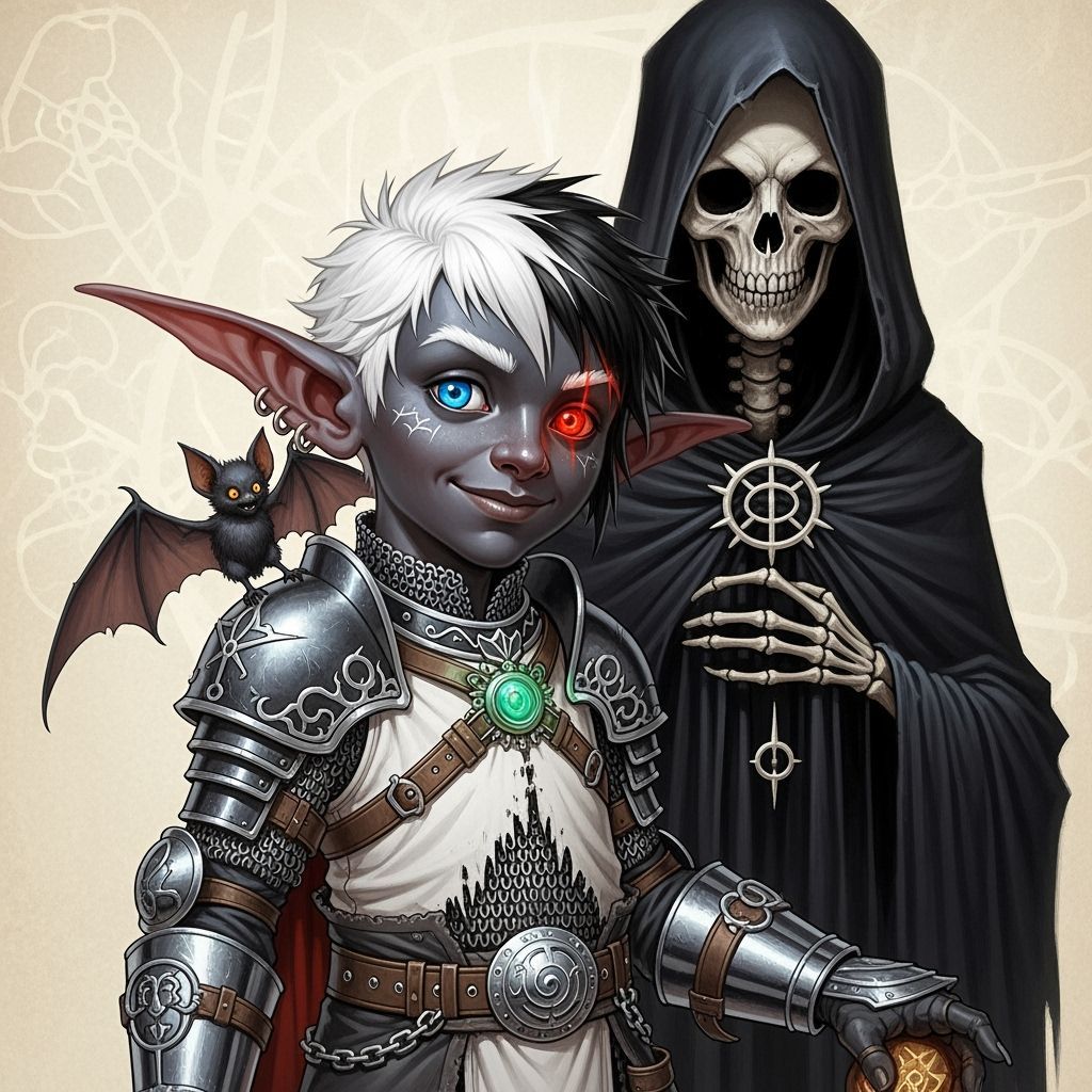 Fantasy Goblin Child with Death, Dark Fantasy Art