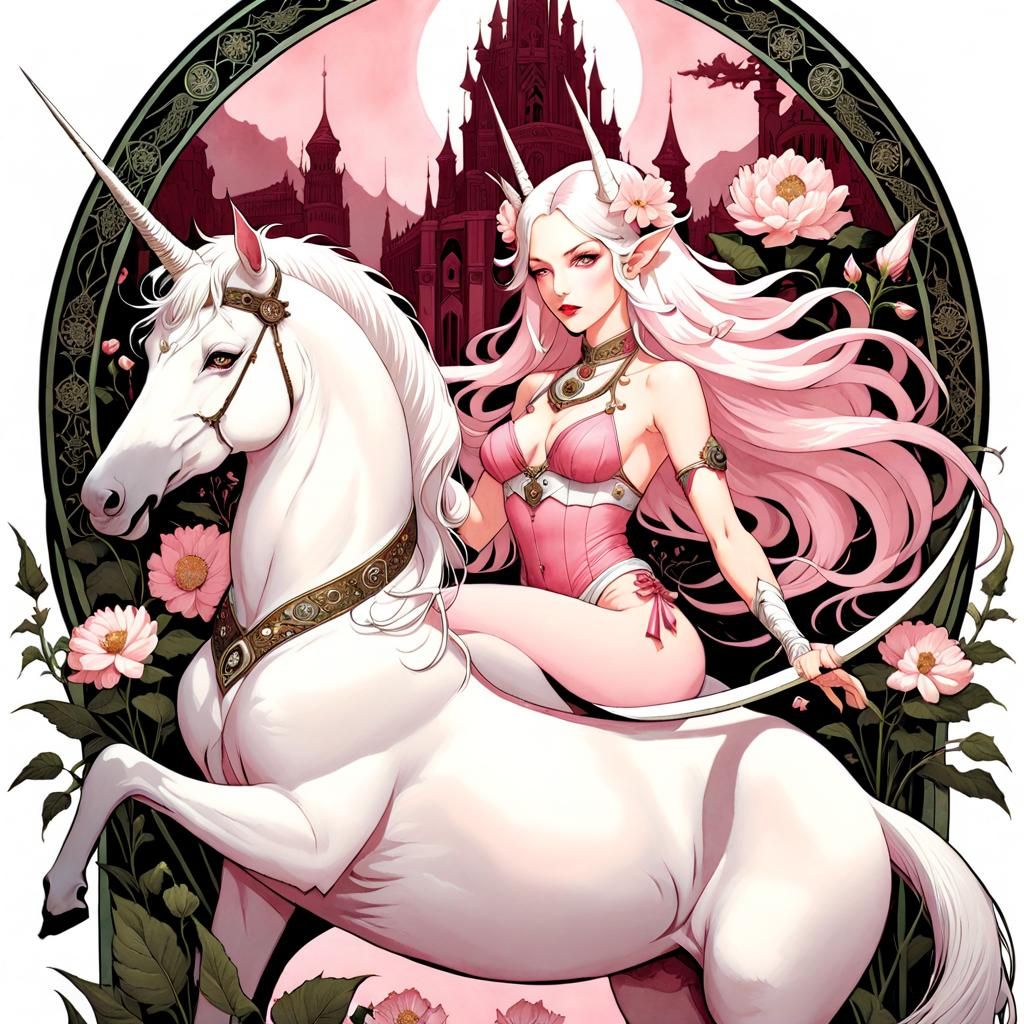 Intricate Unicorn Woman in Fantasy Comic Art