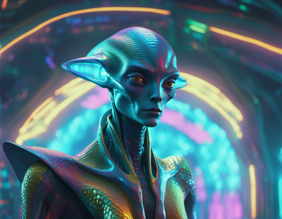 Alien Marketplace in Moebius Style Oil Painting