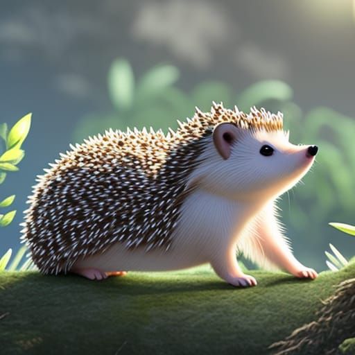 Cute Hedgehog in Studio Ghibli Anime Style