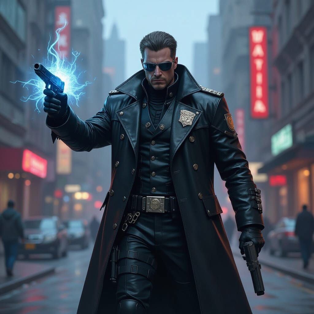 Dystopian Psi-Judge Activating Psychic Powers