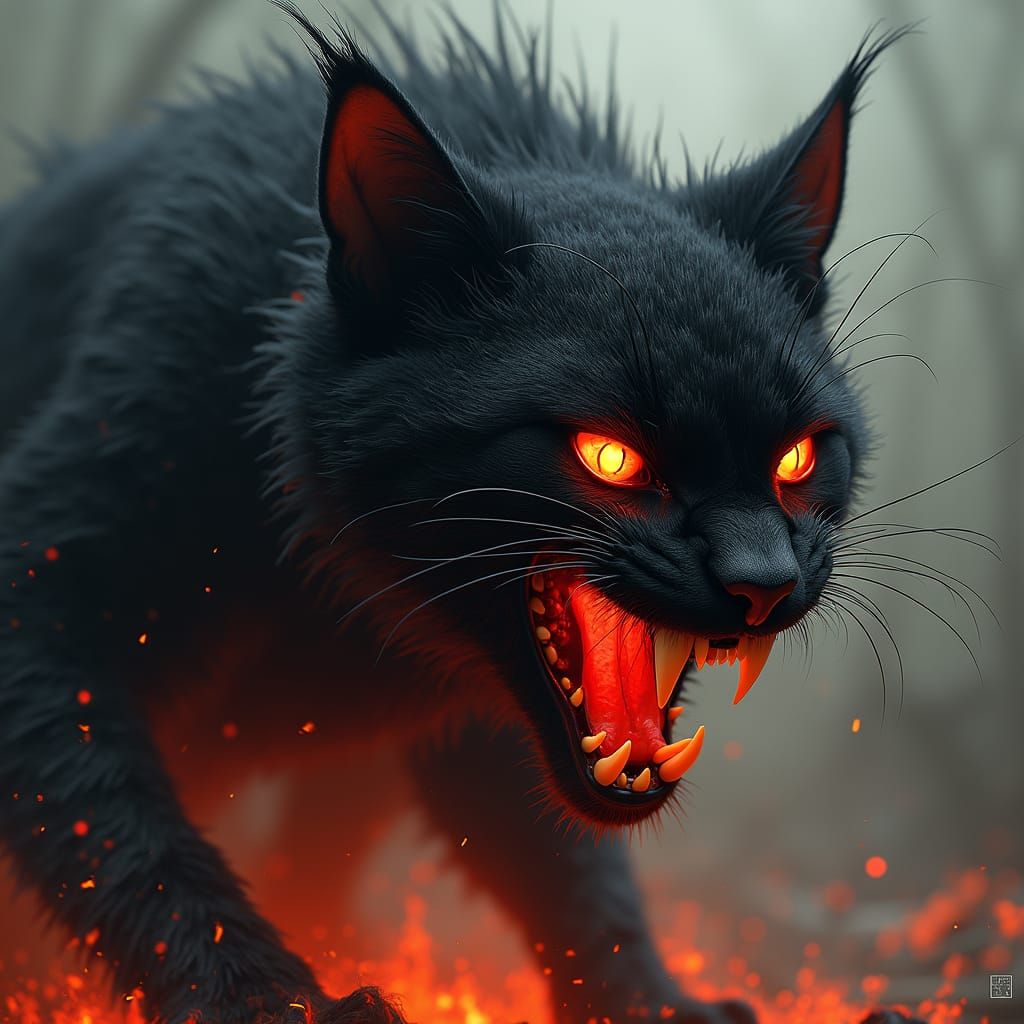 Demonic Feline in Dark Fantasy Style