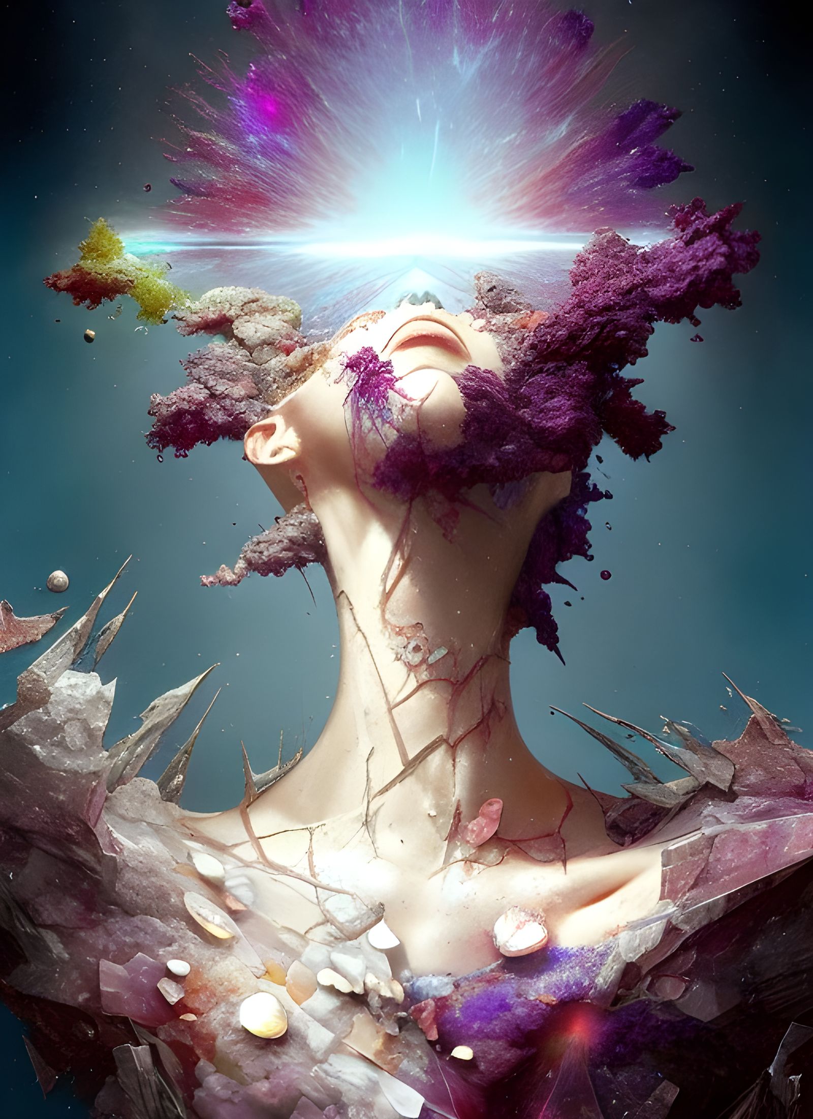 Fractured Supernova: Cubic Voxel Fractal Art