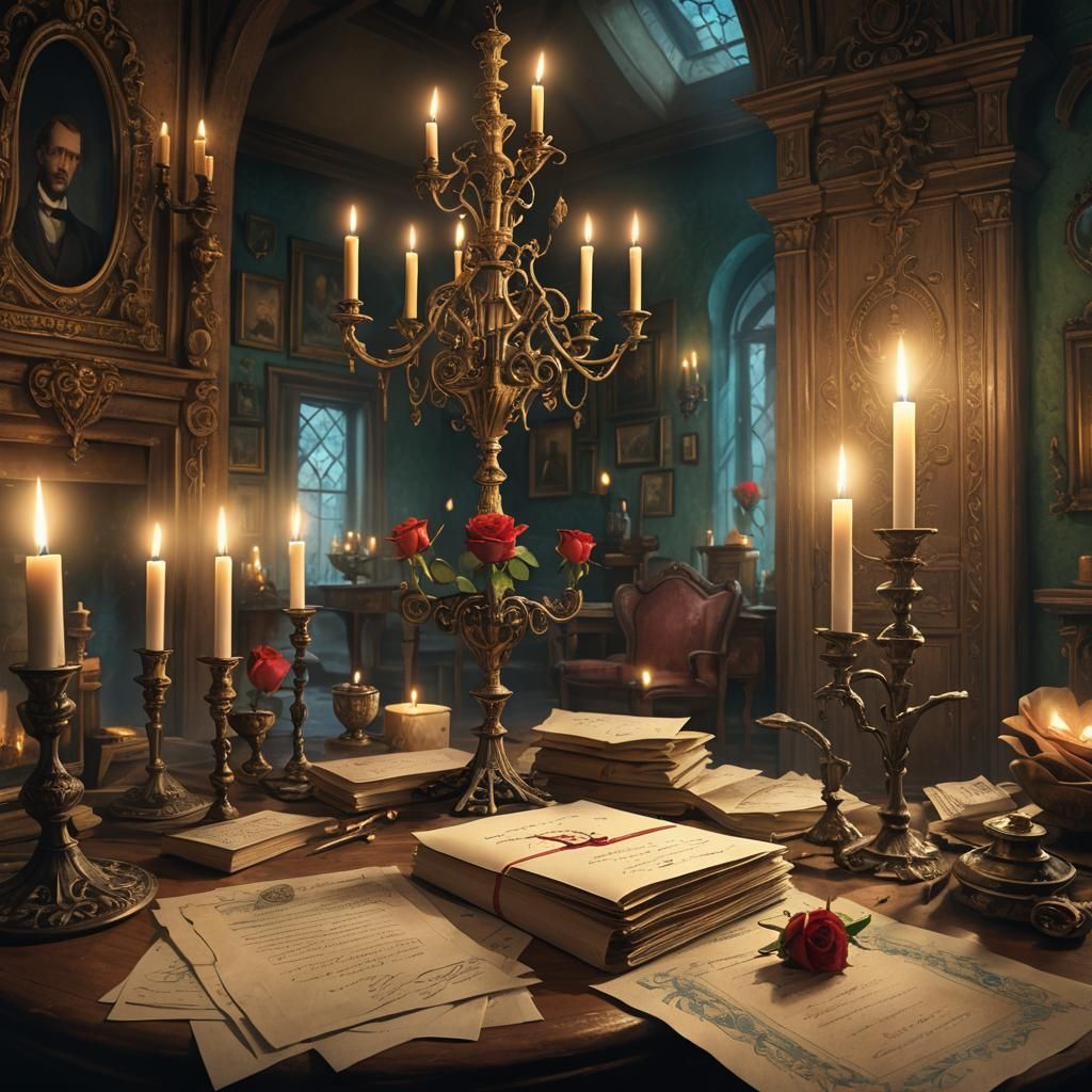 Old House Interior with Rose: Digital Matte Painting