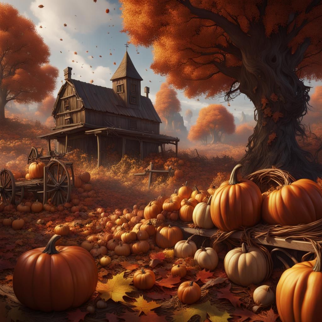 Detailed Autumn Harvest Fantasy Concept Art
