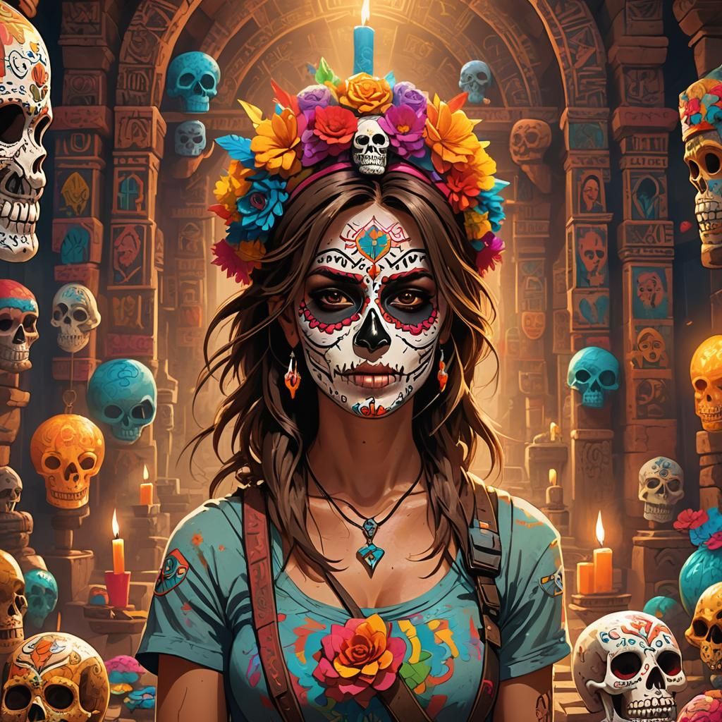 Lara Croft Day of the Dead Fantasy Art