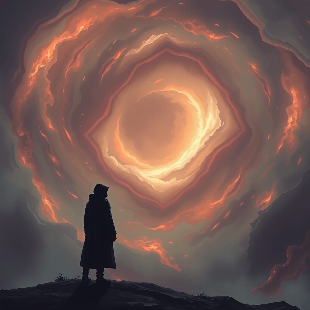 Mystical Figure at the Vortex Edge