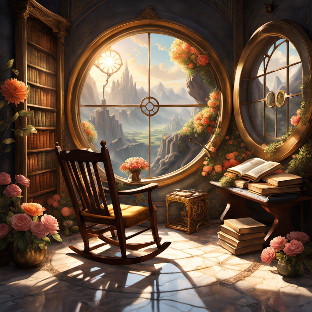 Cozy Elf Reading Book in Oil Painting Style