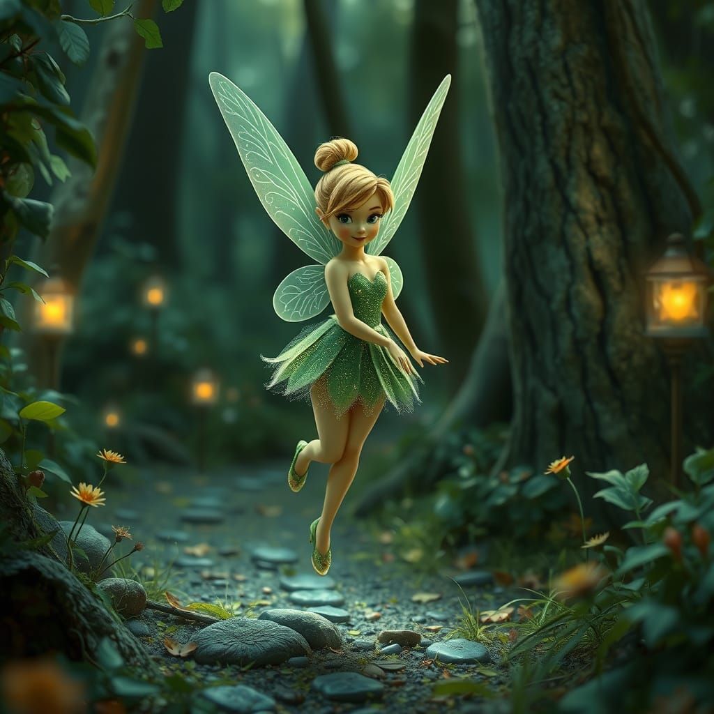 Tinkerbell in Whimsical Forest: Photorealistic Art