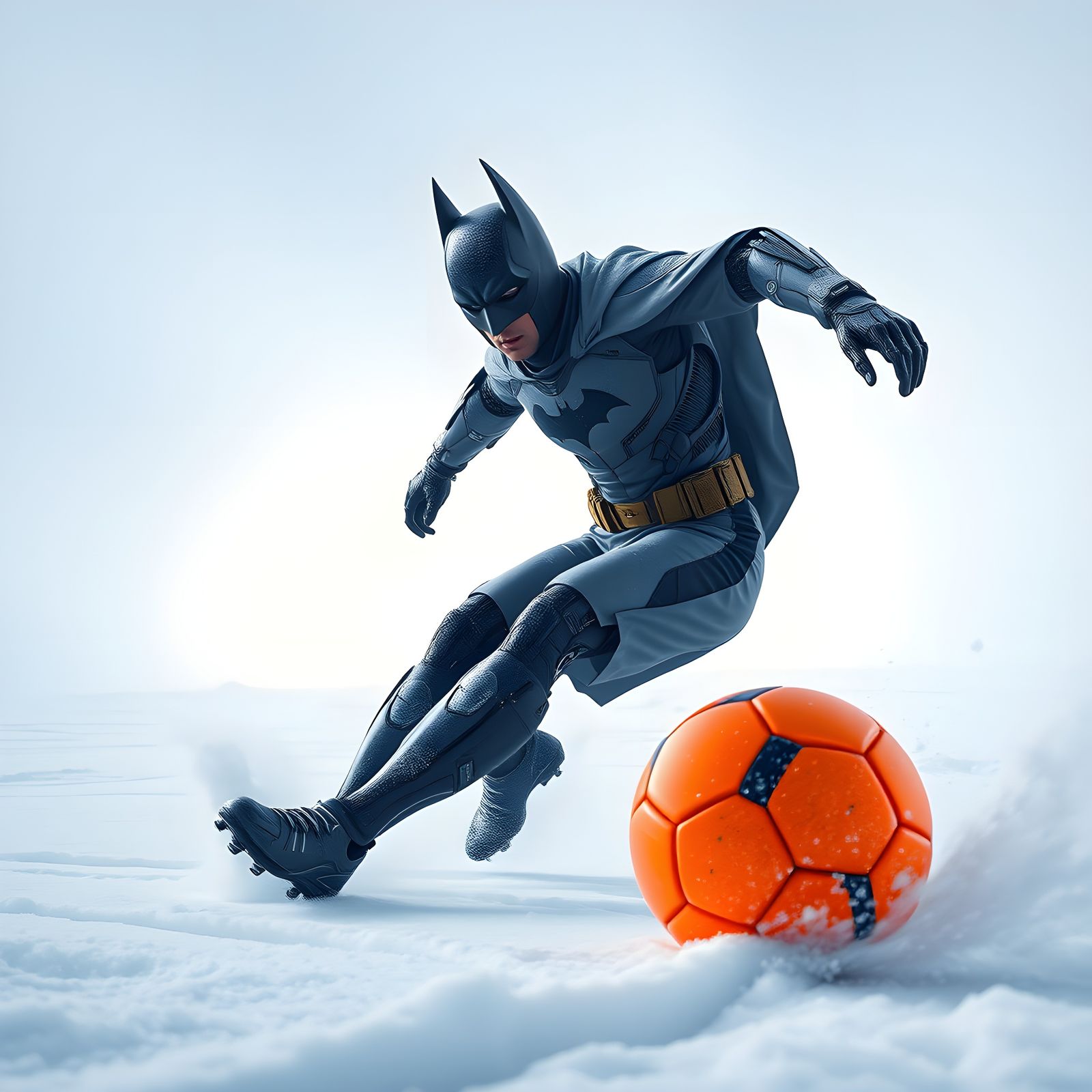 Batman Plays Soccer in Antarctic Snowstorm: Photorealistic A...