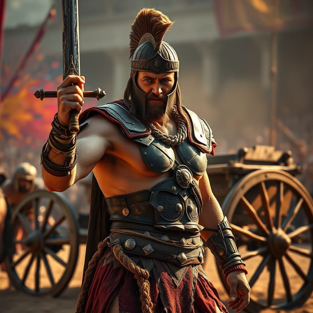 Triumphant Gladiator in Ancient Arena