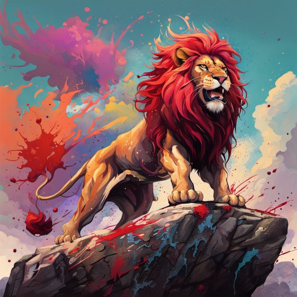 Roaring Lion Ready to Pounce: Graffiti Art