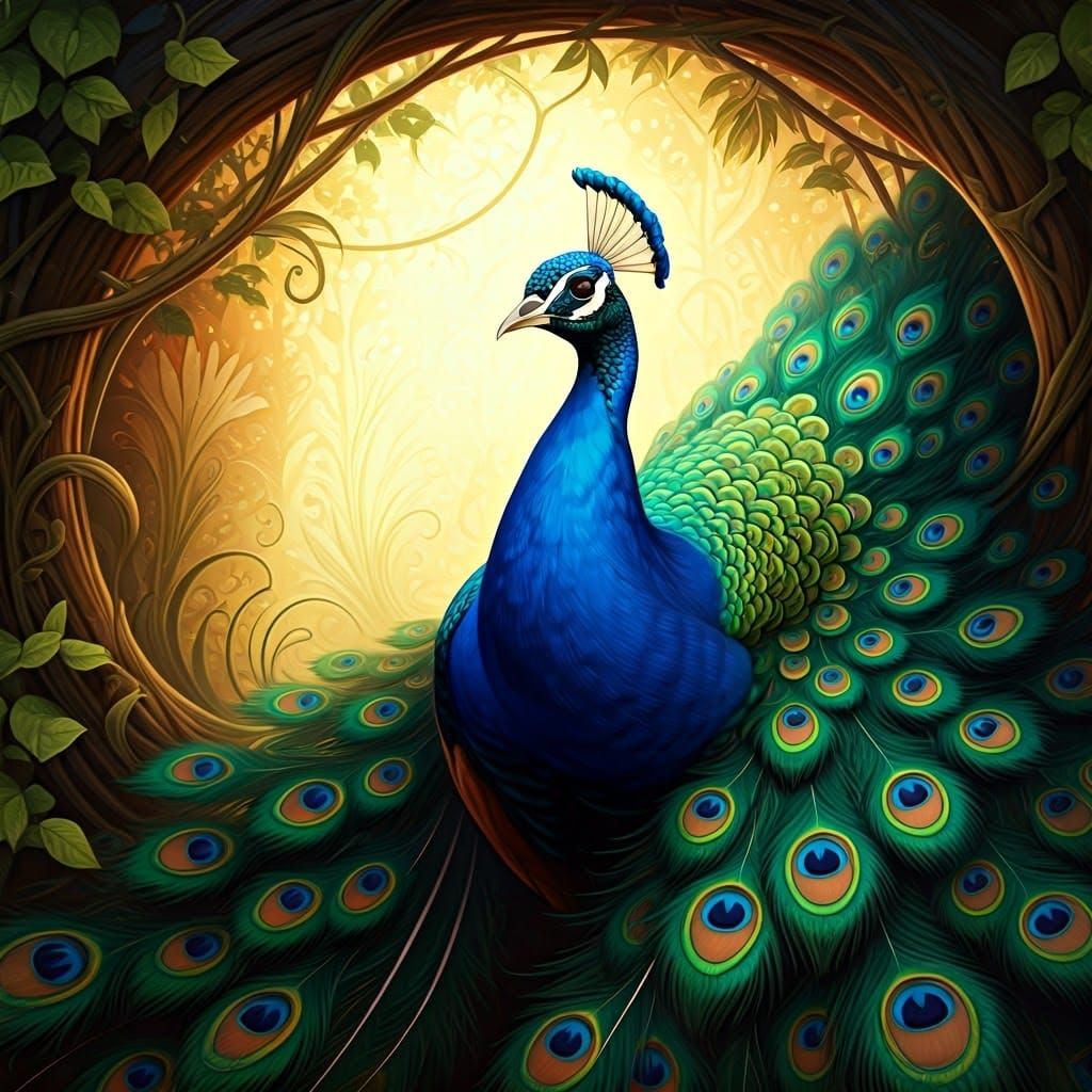 Majestic Peacock in Vibrant Paradise