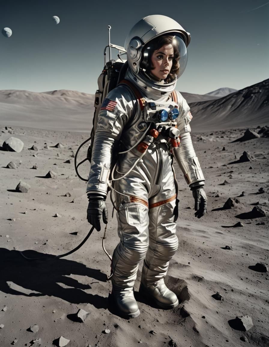 Astronaut Natalie Wood on Moon in 1960s Style