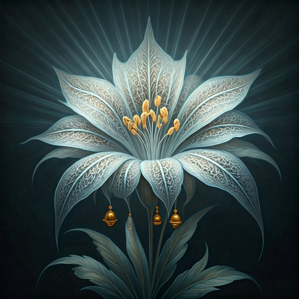 Ethereal Flower with Silver and Gold in Dreamy Style