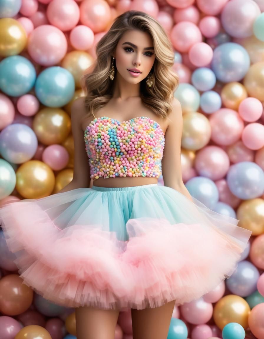 Candy Dress with Bubble Gum and Cotton Accents