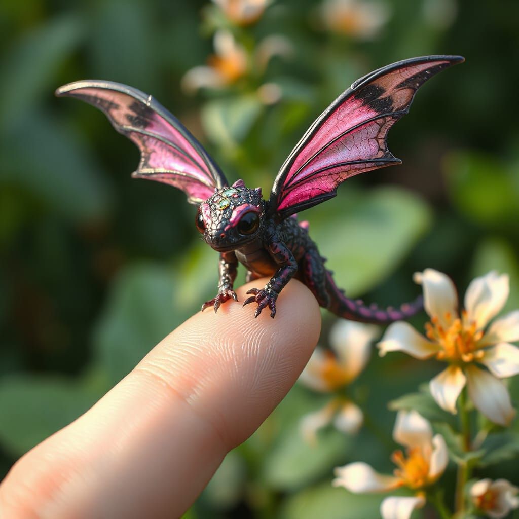 Hyper-Realistic Dragon Fairy in Whimsical Wonderland