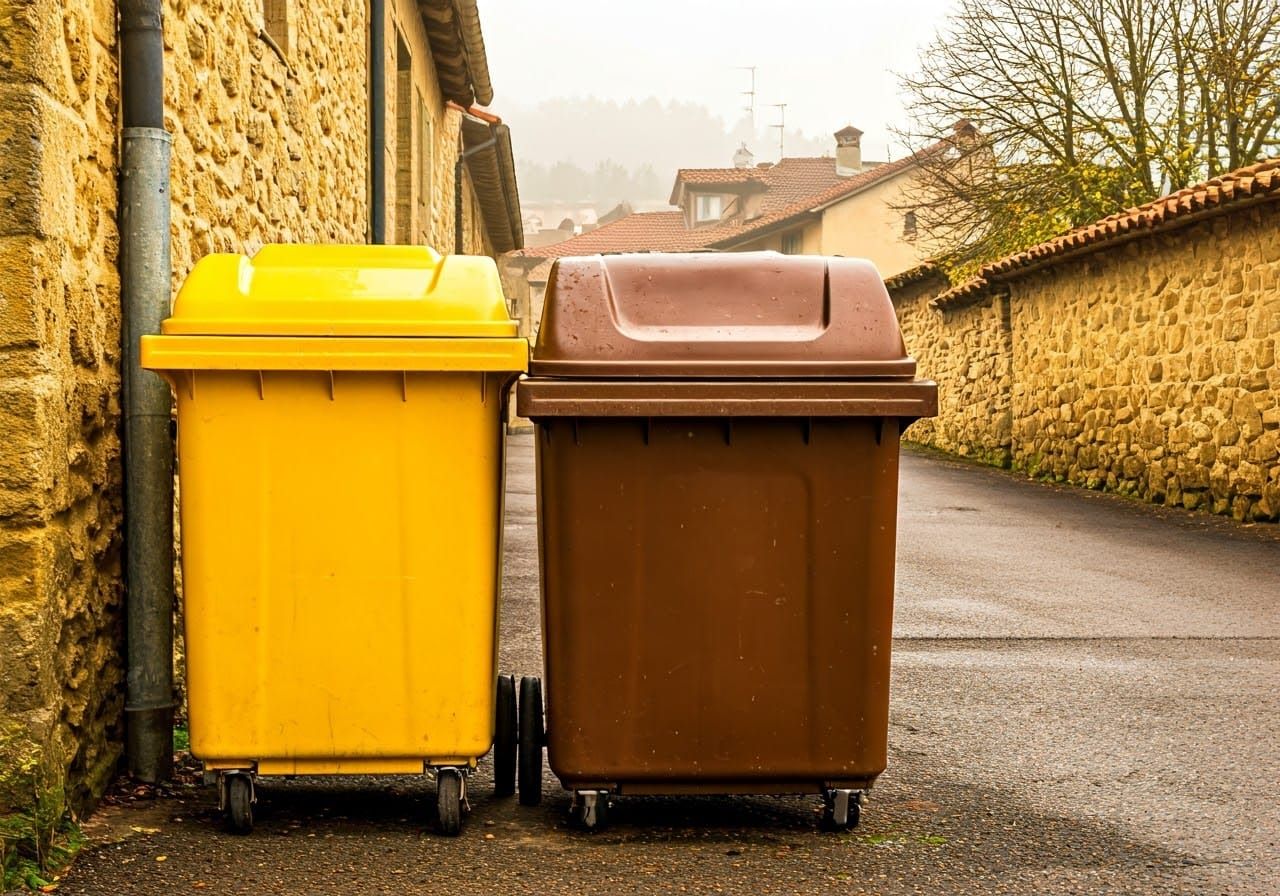 European Waste Bins in Impressionist Style