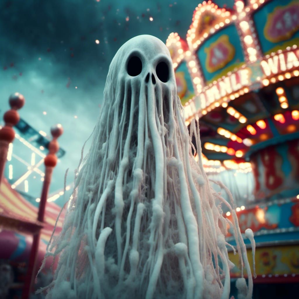 Disturbing Carnival Ghost in Hyperrealistic Horror CGI