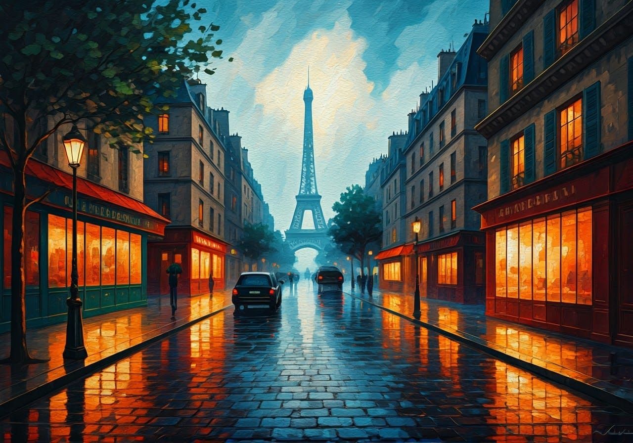Paris Cityscape in Impressionist Style