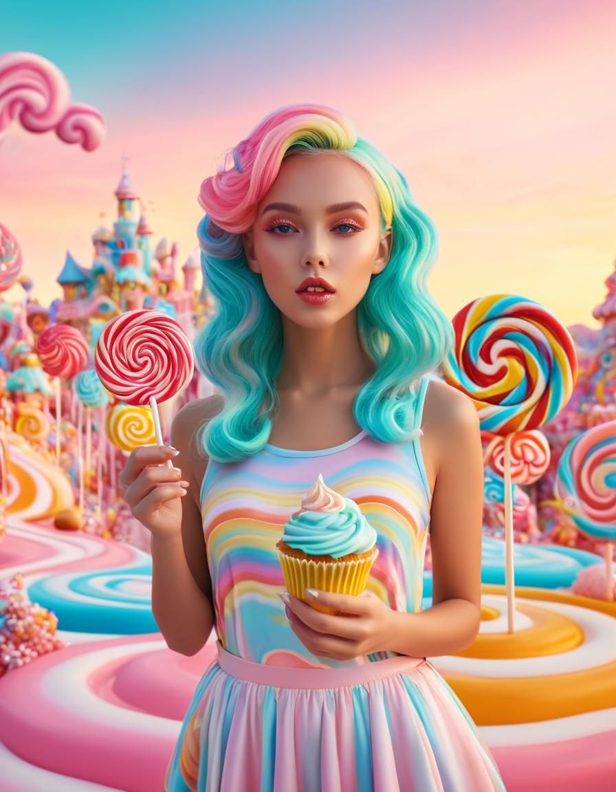 Candy Woman in Candyland: Surreal Digital Art