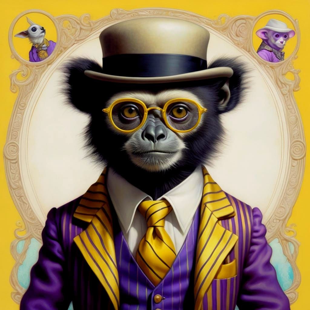 Miniature Gibbon in Vibrant Colors with Accessories